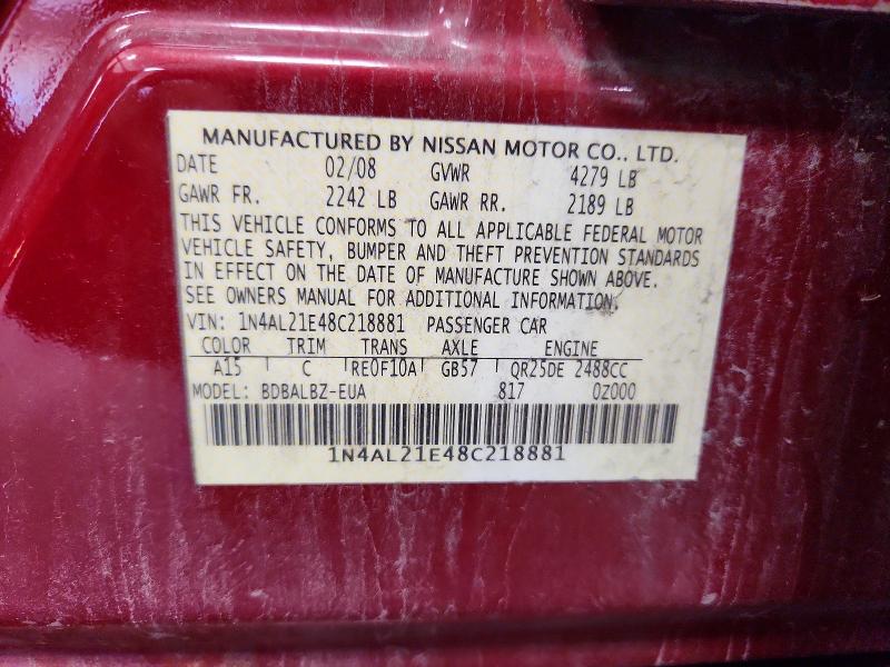 Продажа на аукционе авто 2008 Nissan Altima, vin: 1N4AL21E48C218881, номер лота: 71484326