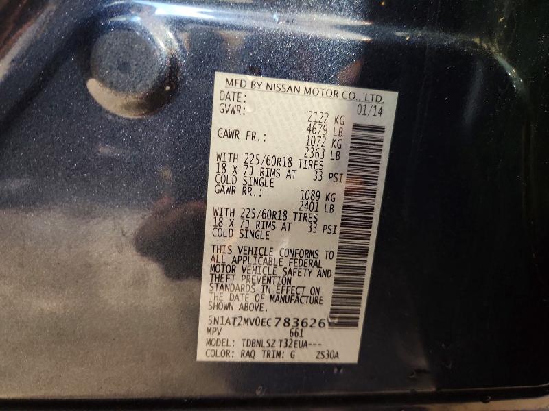 71070346 :رقم المزاد ، 5N1AT2MV0EC783626 vin ، 2014 Nissan Rogue مزاد بيع