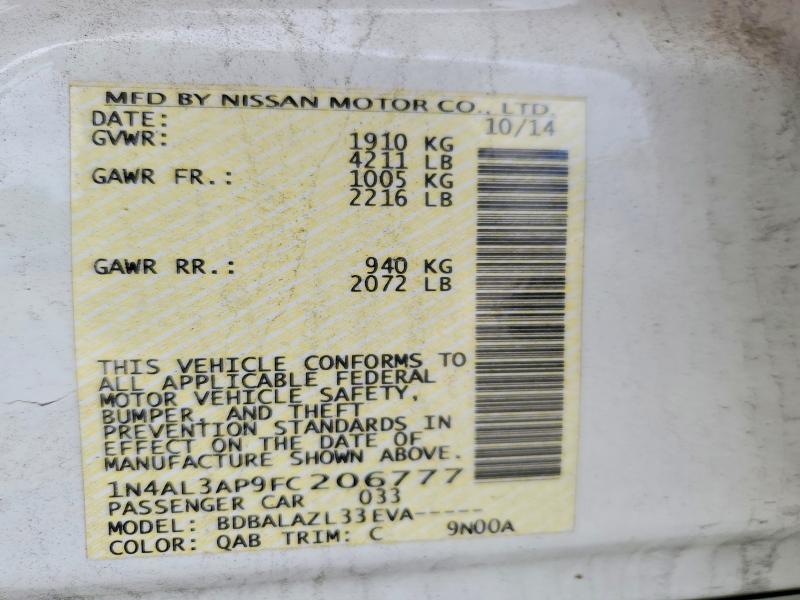 Aukcja sprzedaży 2015 Nissan Altima, vin: 1N4AL3AP9FC206777, numer aukcji: 68847896