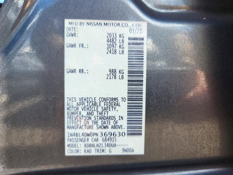 Aukcja sprzedaży 2023 Nissan Altima, vin: 1N4BL4DW0PN369630, numer aukcji: 73007746