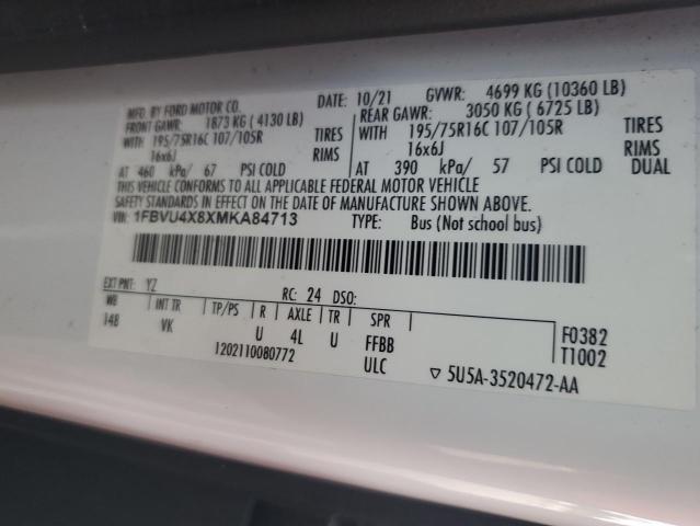 70230116 :رقم المزاد ، 1FBVU4X8XMKA84713 vin ، 2021 Ford Transit مزاد بيع