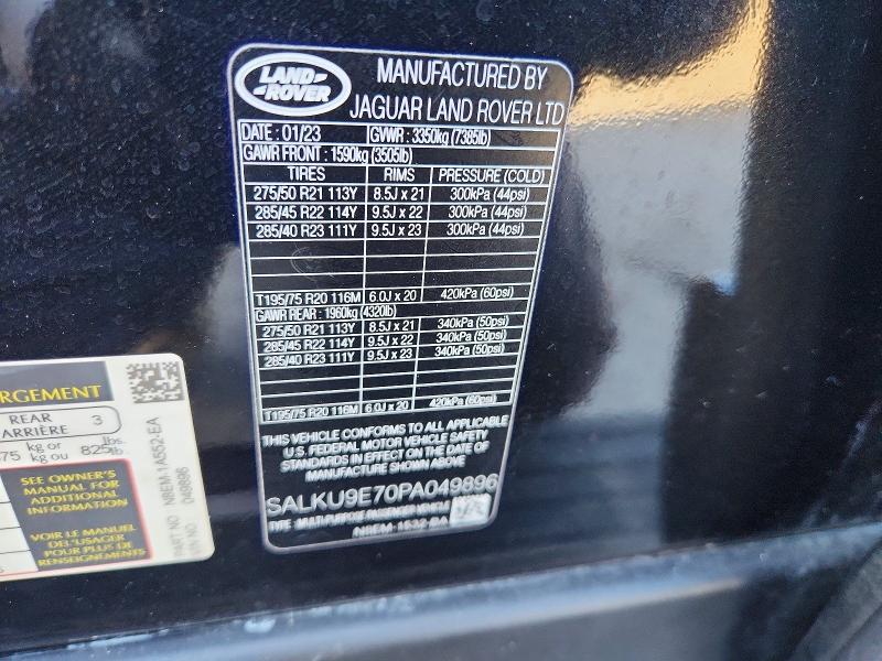 Aukcja sprzedaży 2023 Land Rover Range Rover, vin: SALKU9E70PA049896, numer aukcji: 72456796