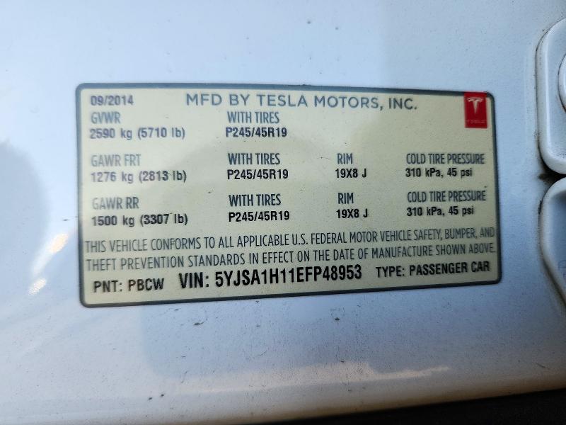 Продажа на аукционе авто 2014 Tesla Model S, vin: 5YJSA1H11EFP48953, номер лота: 72968046