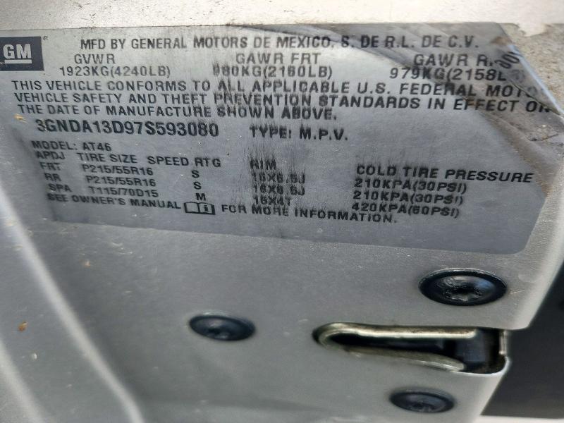 72582196 :رقم المزاد ، 3GNDA13D97S593080 vin ، 2007 Chevrolet Hhr مزاد بيع