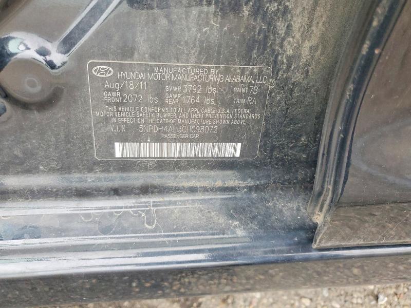 71237186 :رقم المزاد ، 5NPDH4AE3CH098072 vin ، 2012 Hyundai Elantra مزاد بيع