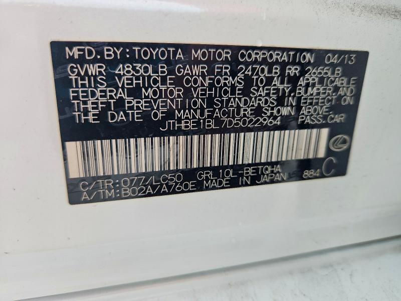 Aukcja sprzedaży 2013 Lexus Gs, vin: JTHBE1BL7D5022964, numer aukcji: 71215676