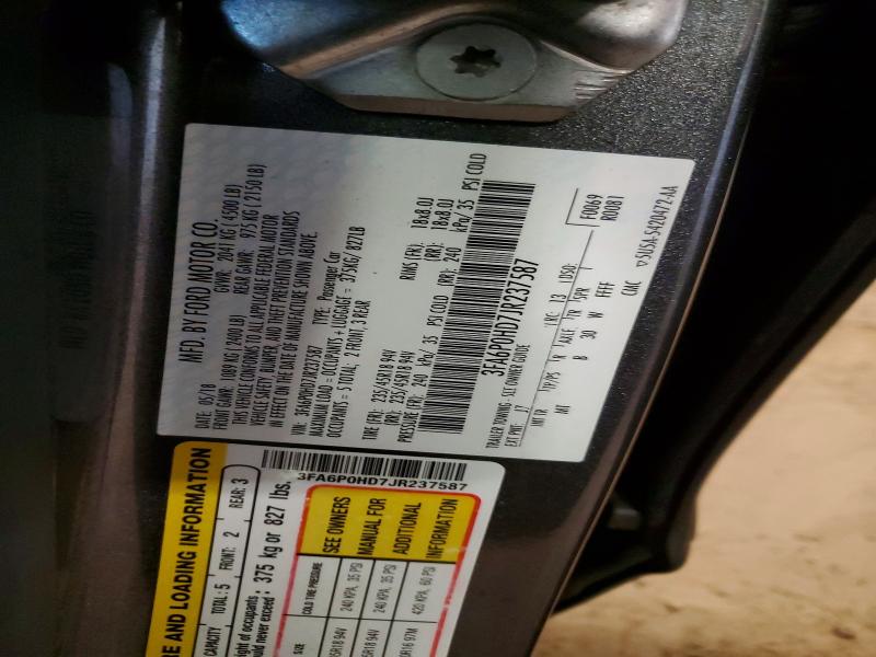 Продаж на аукціоні авто 2018 Ford Fusion, vin: 3FA6P0HD7JR237587, номер лоту: 70868946