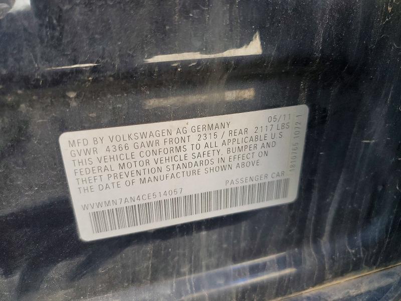 Aukcja sprzedaży 2012 Volkswagen Cc, vin: WVWMN7AN4CE514057, numer aukcji: 71202726