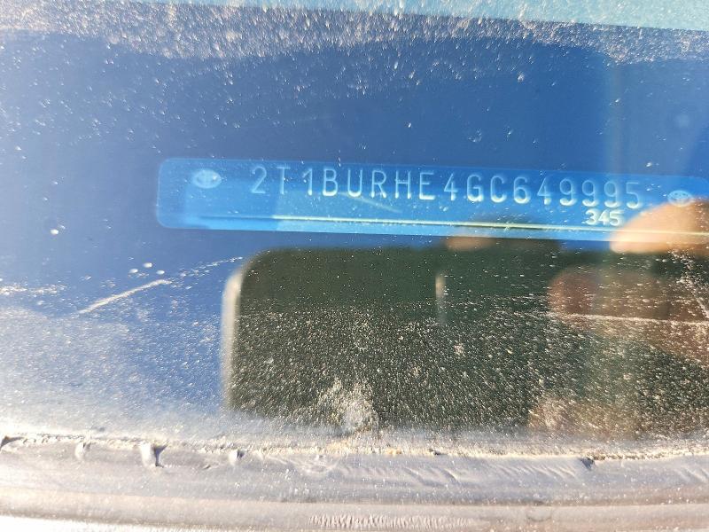 2016 Toyota Corolla მანქანა იყიდება აუქციონზე, vin: 2T1BURHE4GC649995, აუქციონის ნომერი: 72019506