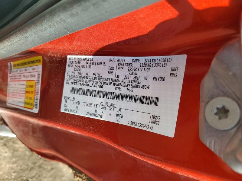 Продаж на аукціоні авто 2019 Ford Ranger, vin: 1FTER1FH9KLA40786, номер лоту: 72766046