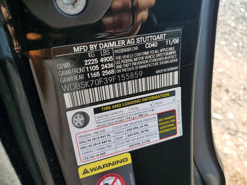 Продажа на аукционе авто 2009 Mercedes-benz Sl, vin: WDBSK70F39F155859, номер лота: 71469466