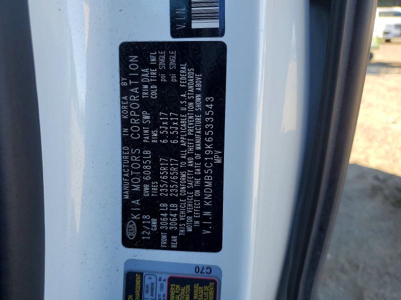 Aukcja sprzedaży 2019 Kia Sedona, vin: KNDMB5C19K6533543, numer aukcji: 71570766