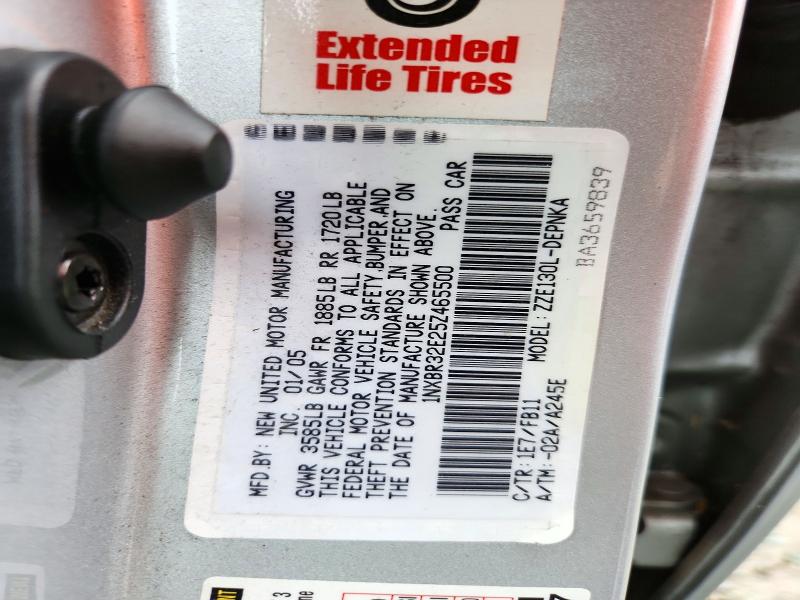 2005 Toyota Corolla მანქანა იყიდება აუქციონზე, vin: 1NXBR32E25Z465500, აუქციონის ნომერი: 72750946