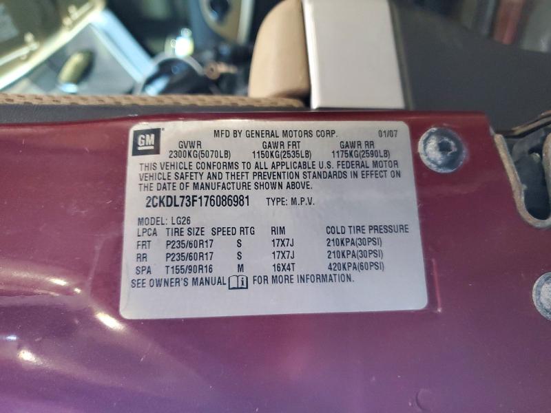 Aukcja sprzedaży 2007 Pontiac Torrent, vin: 2CKDL73F176086981, numer aukcji: 73133306