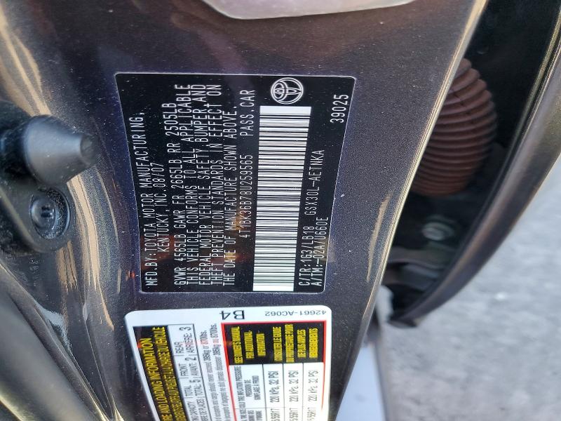 71670256 :رقم المزاد ، 4T1BK36B78U259565 vin ، 2008 Toyota Avalon مزاد بيع