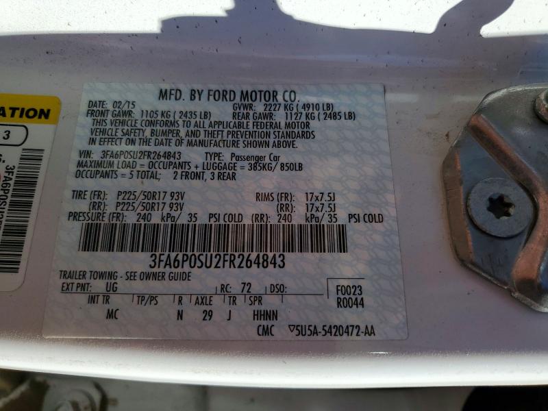 71217116 :رقم المزاد ، 3FA6P0SU2FR264843 vin ، 2015 Ford Fusion مزاد بيع