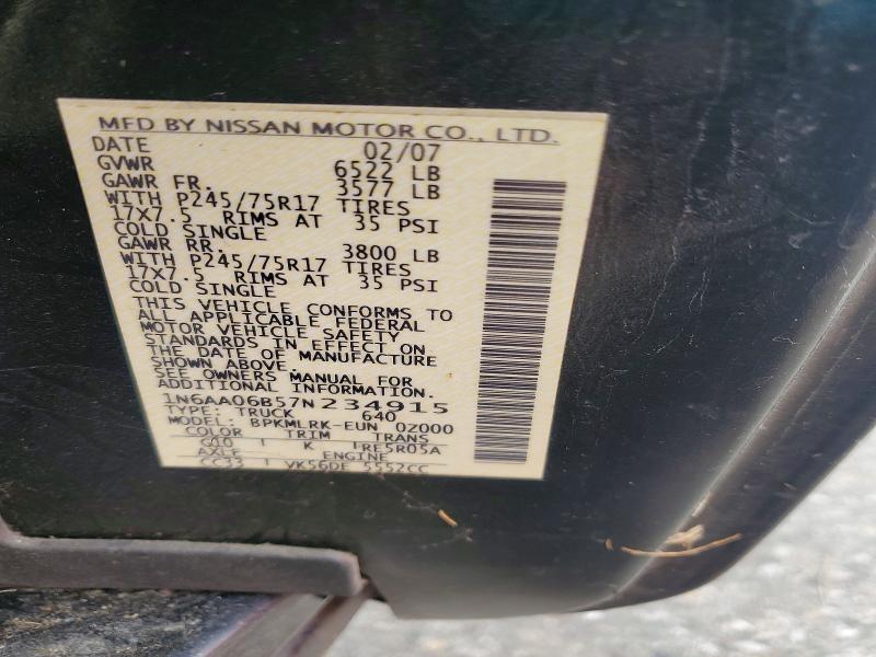Продажа на аукционе авто 2007 Nissan Titan, vin: 1N6AA06B57N234915, номер лота: 71503266