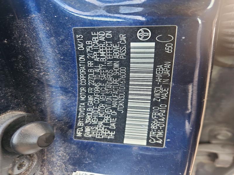 70814786 :رقم المزاد ، JTDKN3DU1D1676000 vin ، 2013 Toyota Prius مزاد بيع