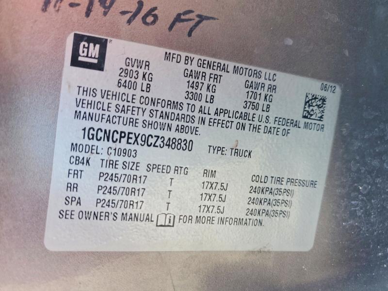 2012 Chevrolet Silverado მანქანა იყიდება აუქციონზე, vin: 1GCNCPEX9CZ348830, აუქციონის ნომერი: 71349466