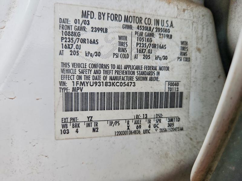 Auction sale of the 2003 Ford Escape, vin: 1FMYU93183KC05473, lot number: 70733436