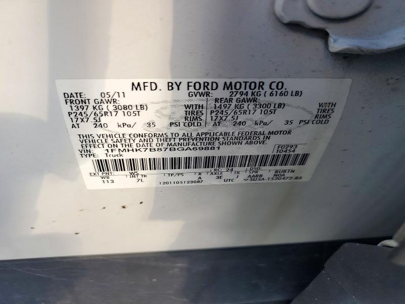 Продаж на аукціоні авто 2011 Ford Explorer, vin: 1FMHK7B87BGA69881, номер лоту: 72974316