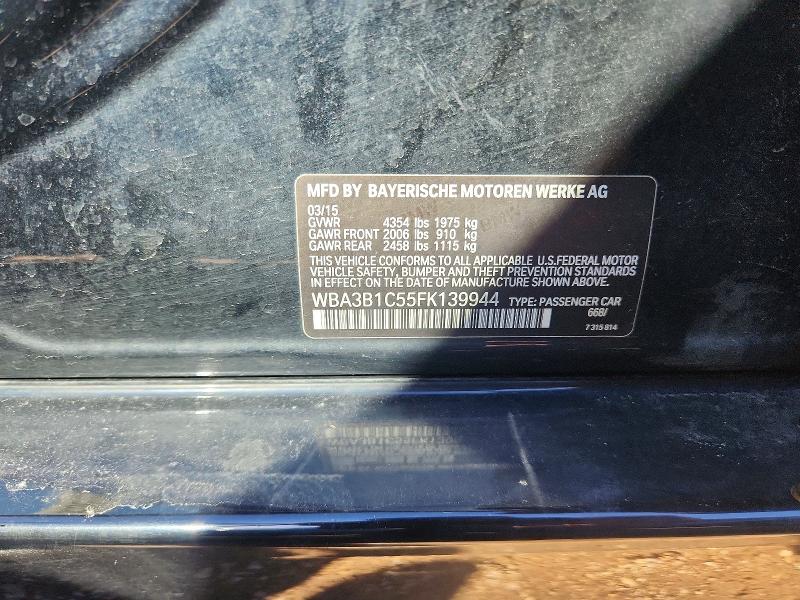 2015 Bmw 320 მანქანა იყიდება აუქციონზე, vin: WBA3B1C55FK139944, აუქციონის ნომერი: 71209056