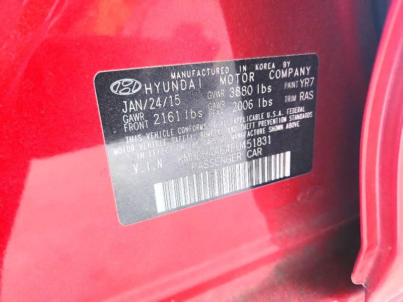 2015 Hyundai Elantra მანქანა იყიდება აუქციონზე, vin: KMHDH4AE4FU451831, აუქციონის ნომერი: 71345176