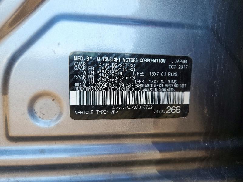 71661356 :رقم المزاد ، JA4AD3A32JZ018722 vin ، 2018 Mitsubishi Outlander مزاد بيع