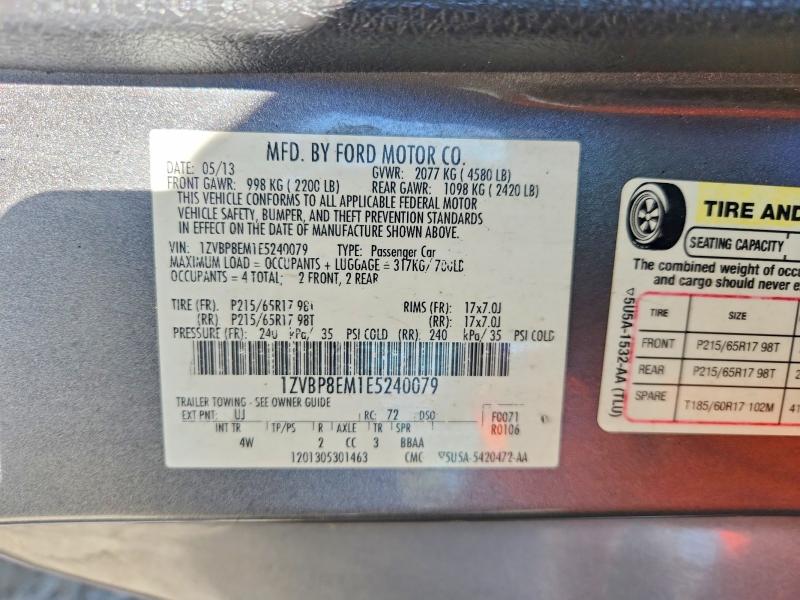 Aukcja sprzedaży 2014 Ford Mustang, vin: 1ZVBP8EM1E5240079, numer aukcji: 71986726