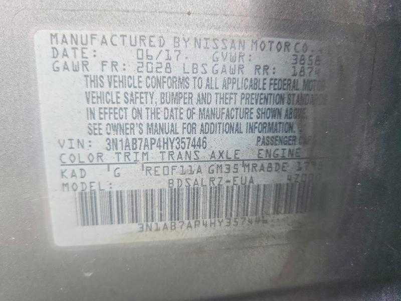Продажа на аукционе авто 2017 Nissan Sentra, vin: 3N1AB7AP4HY357446, номер лота: 71321236