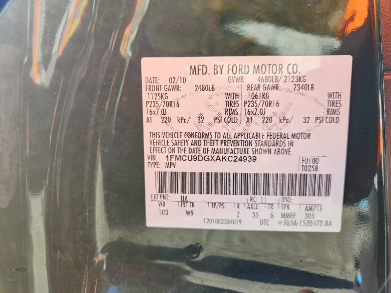 71525896 :رقم المزاد ، 1FMCU9DGXAKC24939 vin ، 2010 Ford Escape مزاد بيع