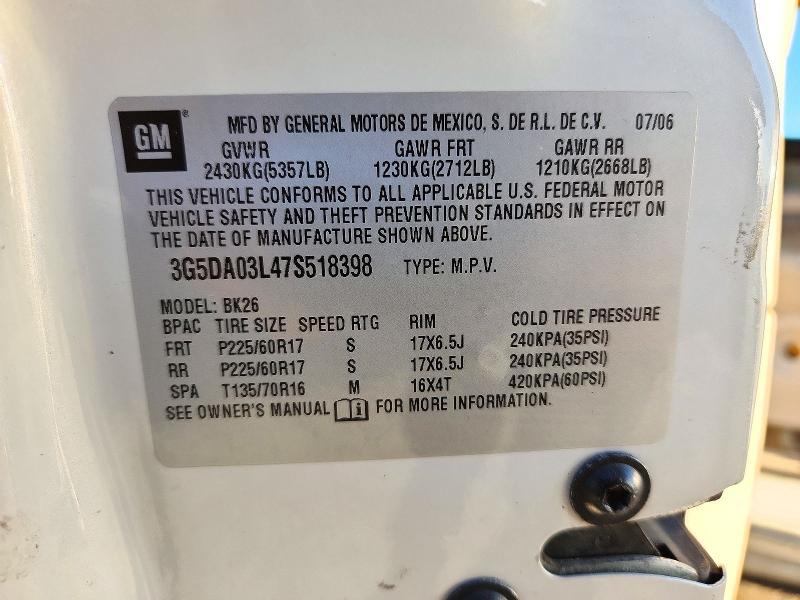Продаж на аукціоні авто 2007 Buick Rendezvous, vin: 3G5DA03L47S518398, номер лоту: 72045276