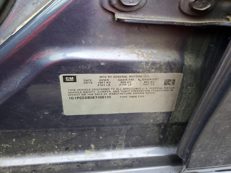 70637036 :رقم المزاد ، 1G1PC5SB9E7456135 vin ، 2014 Chevrolet Cruze مزاد بيع