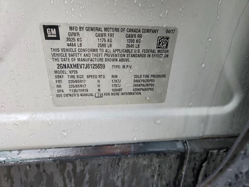 71191726 :رقم المزاد ، 2GNAXHEV7J6125659 vin ، 2018 Chevrolet Equinox مزاد بيع