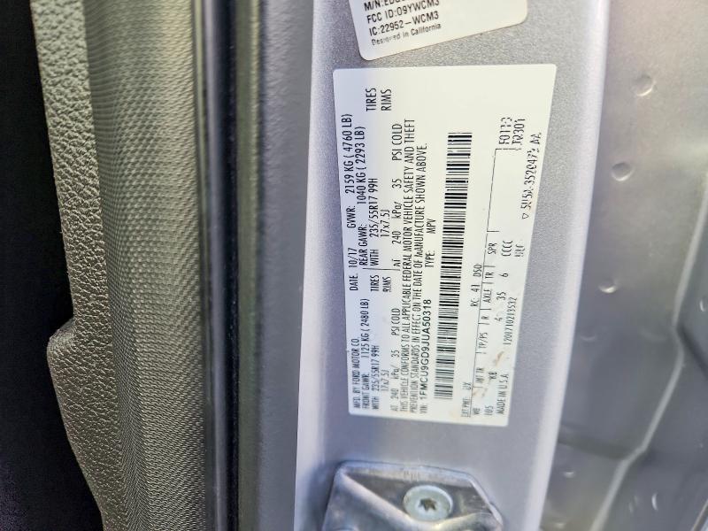 2018 Ford Escape მანქანა იყიდება აუქციონზე, vin: 1FMCU9GD9JUA50318, აუქციონის ნომერი: 71654786