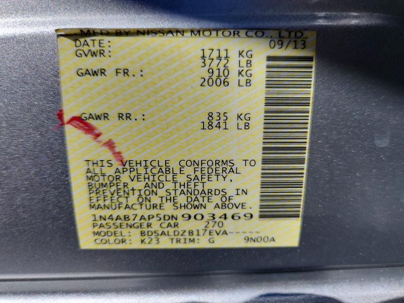 71317566 :رقم المزاد ، 1N4AB7AP5DN903469 vin ، 2013 Nissan Sentra مزاد بيع