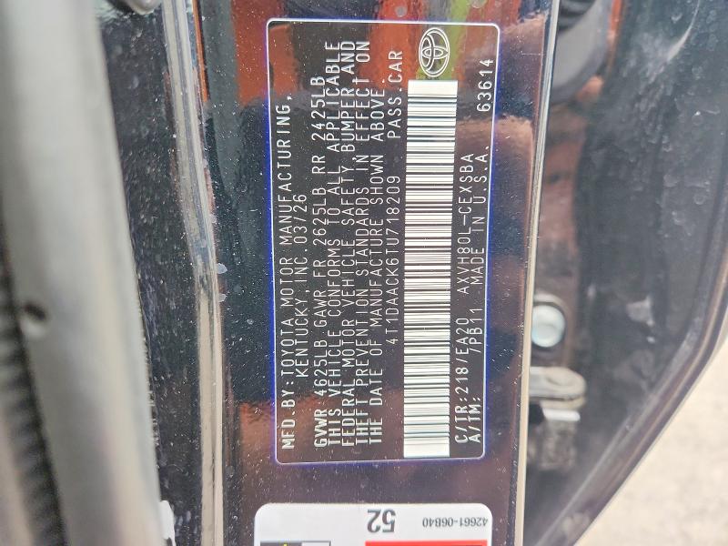 2026 Toyota Camry მანქანა იყიდება აუქციონზე, vin: 4T1DAACK6TU718209, აუქციონის ნომერი: 71274966