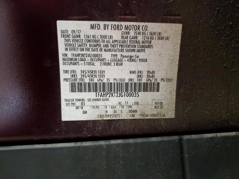 Продаж на аукціоні авто 2018 Ford Taurus, vin: 1FAHP2KT2JG100035, номер лоту: 71880686