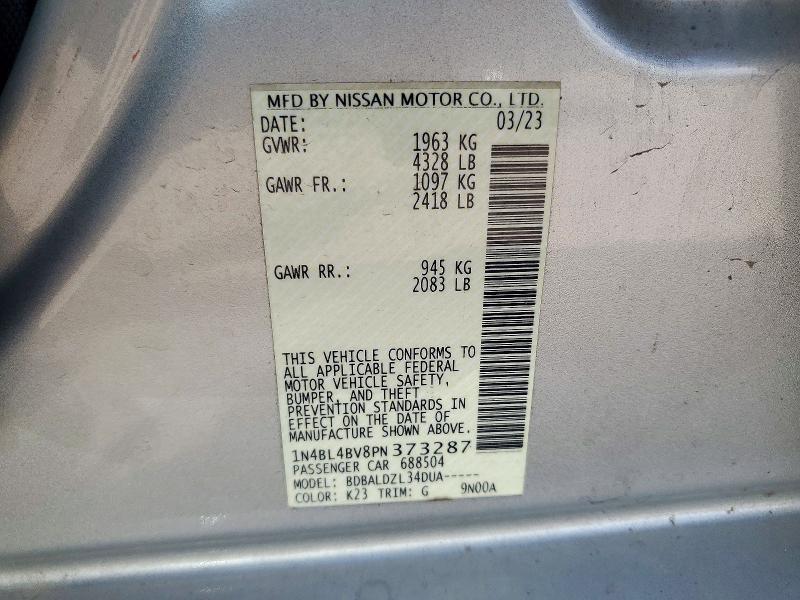 Продаж на аукціоні авто 2023 Nissan Altima, vin: 1N4BL4BV8PN373287, номер лоту: 72562566