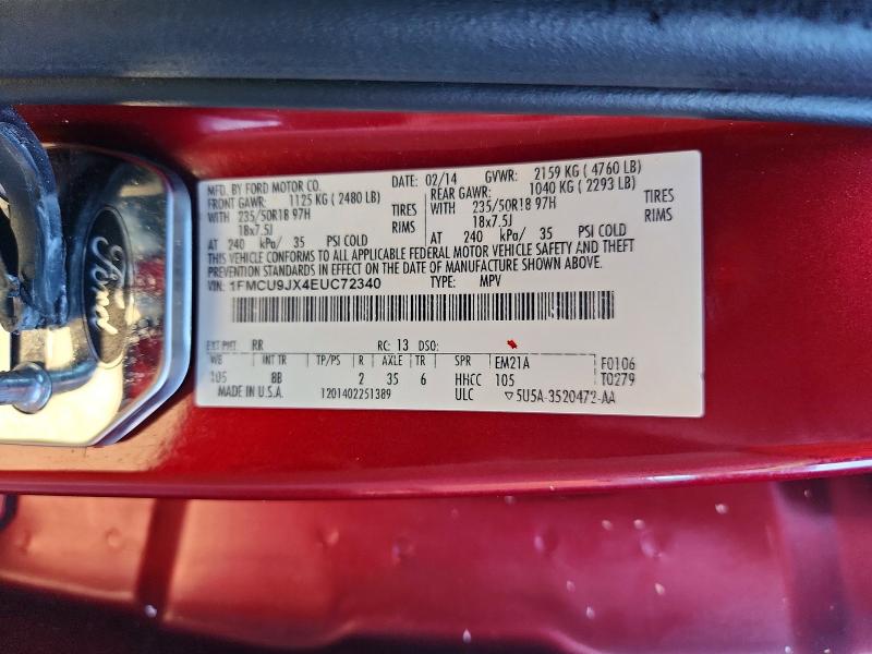 Продажа на аукционе авто 2014 Ford Escape, vin: 1FMCU9JX4EUC72340, номер лота: 71423526