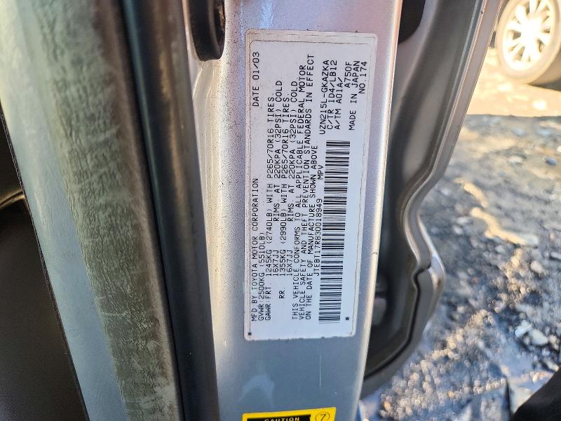 2003 Toyota 4runner მანქანა იყიდება აუქციონზე, vin: JTEBT17R830018949, აუქციონის ნომერი: 71097966