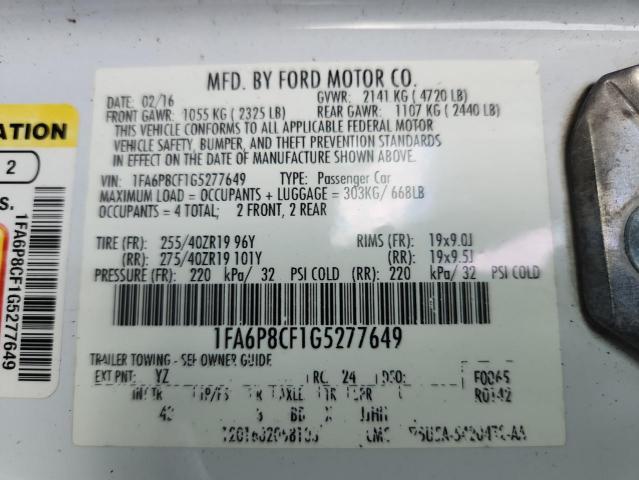 Продаж на аукціоні авто 2016 Ford Mustang, vin: 1FA6P8CF1G5277649, номер лоту: 73628026