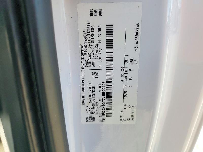 71508056 :رقم المزاد ، 1FD0X5GT7JEB99198 vin ، 2018 Ford F550 مزاد بيع