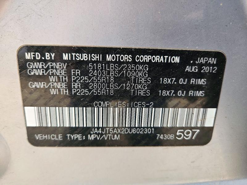 Продажа на аукционе авто 2013 Mitsubishi Outlander, vin: JA4JT5AX2DU602301, номер лота: 70937766