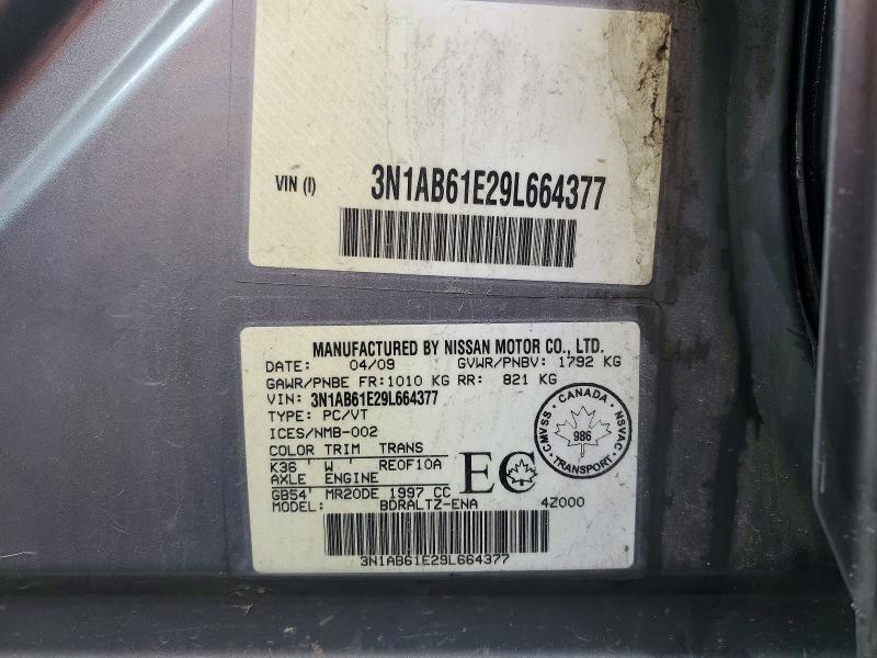 Продажа на аукционе авто 2009 Nissan Sentra, vin: 3N1AB61E29L664377, номер лота: 71625456