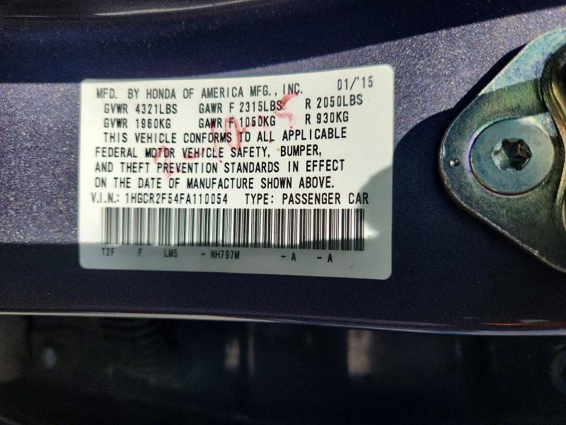 Продаж на аукціоні авто 2015 Honda Accord, vin: 1HGCR2F54FA110054, номер лоту: 70954286