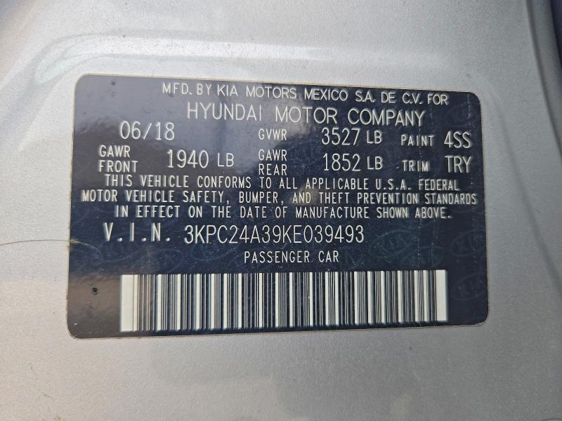 Продажа на аукционе авто 2019 Hyundai Accent, vin: 3KPC24A39KE039493, номер лота: 71670546