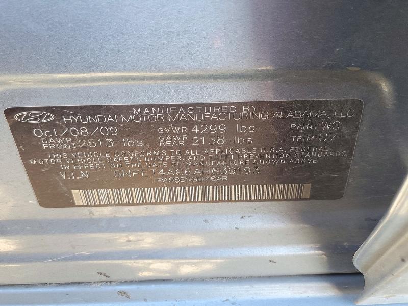 Продаж на аукціоні авто 2010 Hyundai Sonata, vin: 5NPET4AC6AH639193, номер лоту: 71689846