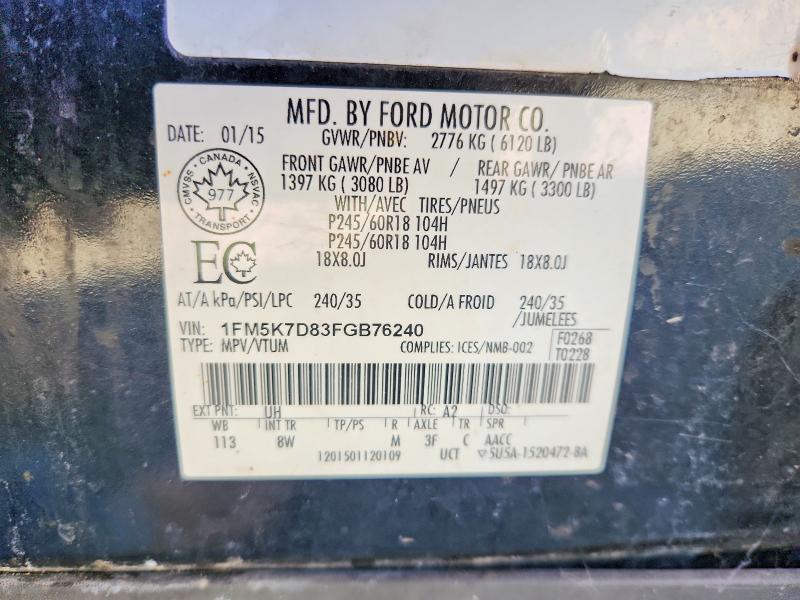 Продаж на аукціоні авто 2015 Ford Explorer, vin: 1FM5K7D83FGB76240, номер лоту: 70447136