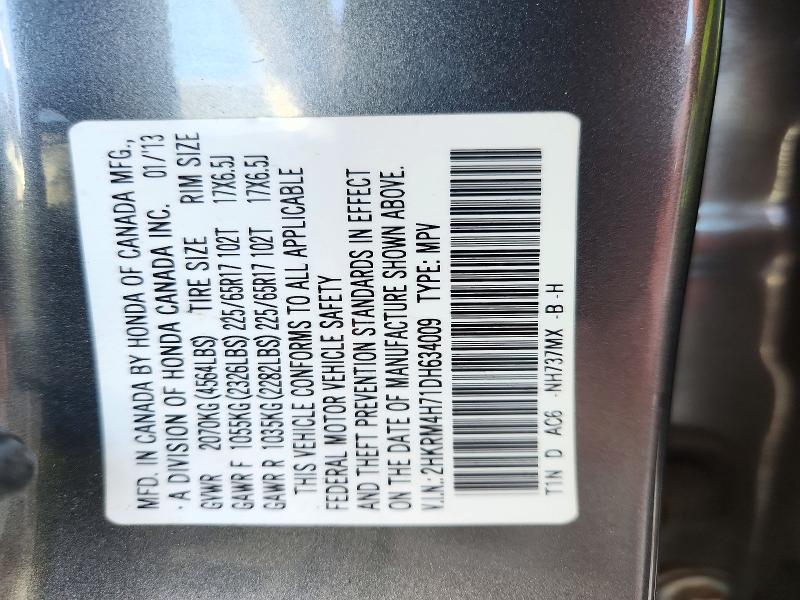Продаж на аукціоні авто 2013 Honda Cr-v, vin: 2HKRM4H71DH634009, номер лоту: 72703726